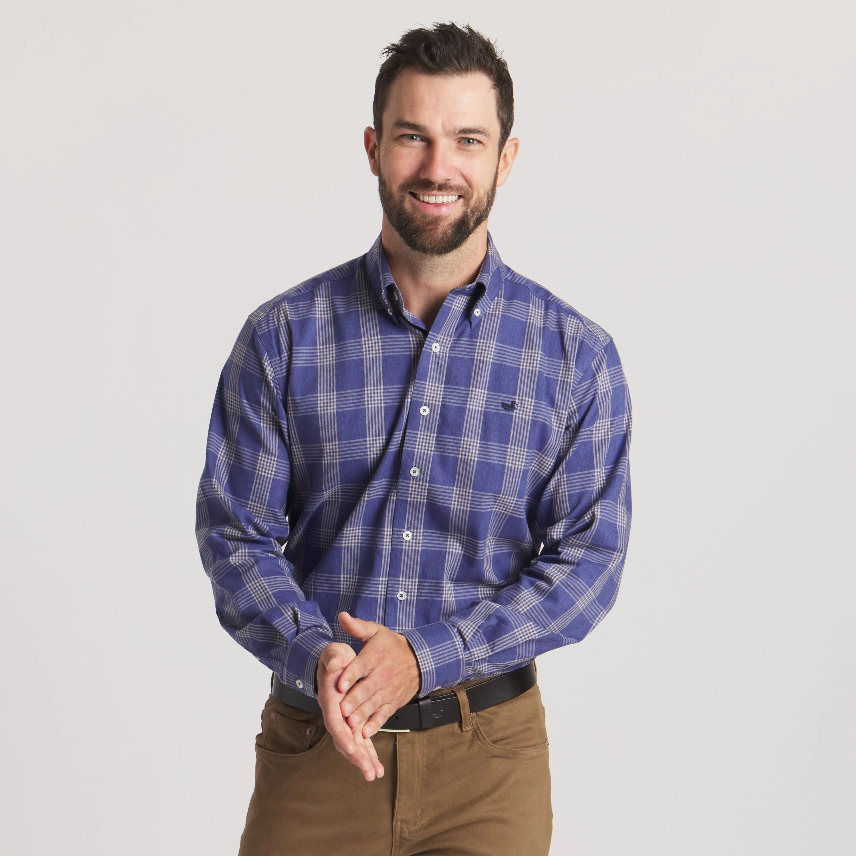 Tisbury Windowpane Performance Dress Shirt Polished Placket Versatile Design