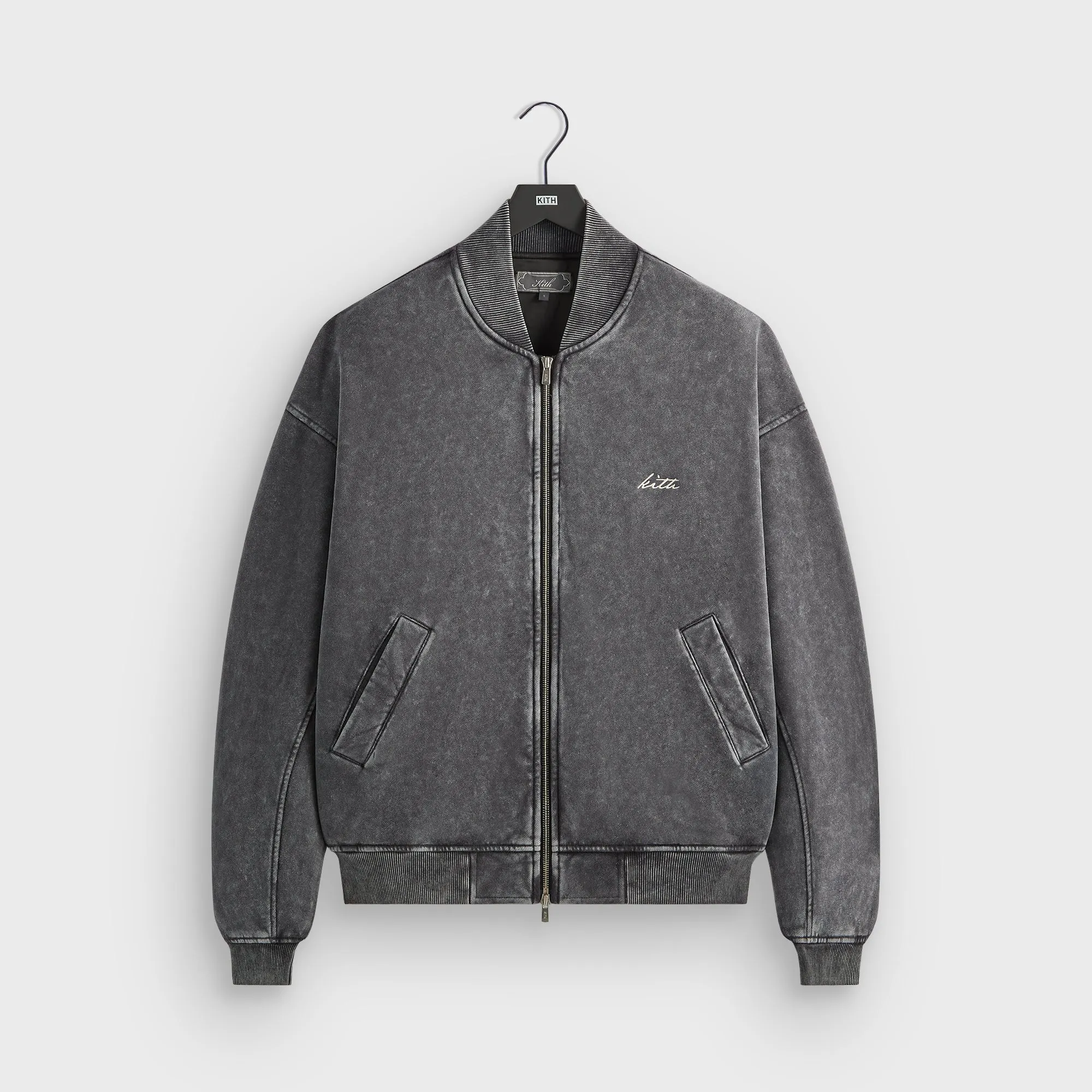 Kith Antique Wash Avery Bomber Jacket - Black ReversibleStyle Eco Friendly Fabric