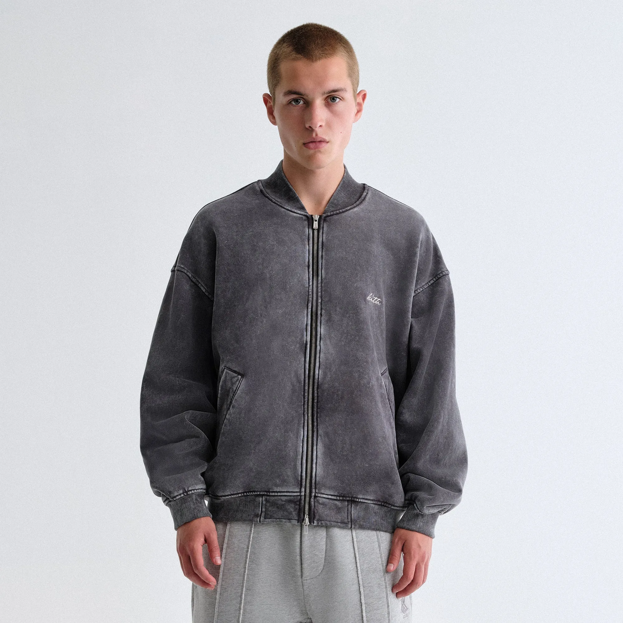 Kith Antique Wash Avery Bomber Jacket - Black Ergonomic Mobility Cut